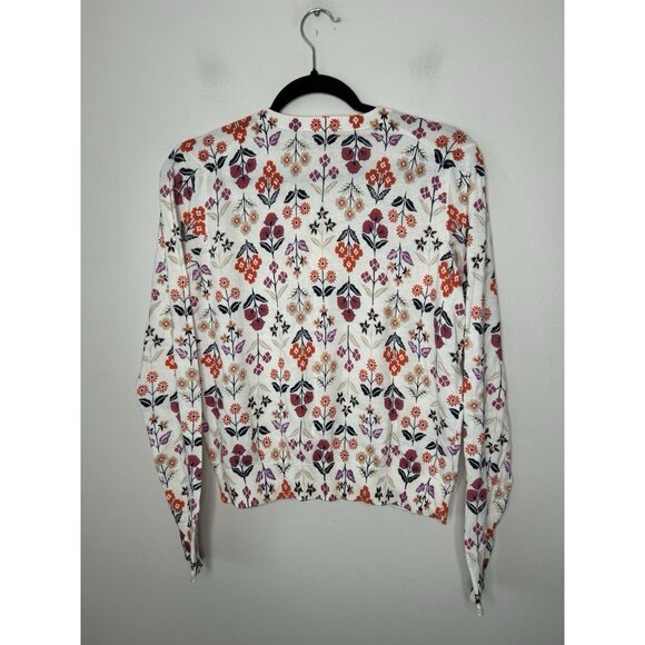 Ann Taylor Cardigan Sweater Womens Cream Floral Long Sleeve Button Front Small - Picture 4 of 8